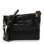 Aged Calfskin Quilted Medium Gabrielle Hobo Black