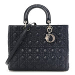 Lambskin Cannage Large Lady Dior Navy Blue