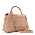 Caviar Lizard Quilted Small Coco Handle Flap Beige