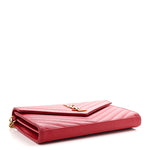 Grain De Poudre Matelasse Chevron Monogram Chain Wallet New Red