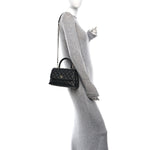 Caviar Quilted Mini Coco Handle Flap Black