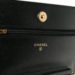 Caviar Quilted Wallet on Chain WOC Black