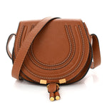 Grained Calfskin Small Marcie Saddle Bag Tan