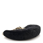 Velvet Crystal Quilted Chain Hobo Black