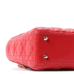 Lambskin Cannage Small Lucky Badges Lady Dior Red