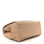 Caviar Chevron Quilted Small Coco Handle Flap Beige