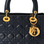 Lambskin Cannage Medium Lady Dior Navy Blue