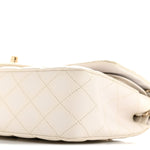 Caviar Quilted Medium Double Flap White
