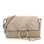 Suede Calfskin Small Faye Shoulder Bag Motty Grey