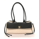 Grained Calfskin Boucle Urban Essentials Small Shopping Bag Black Ivory