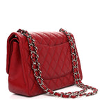 Caviar Quilted Jumbo Double Flap Dark Red