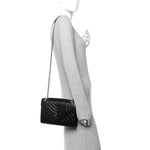 Grain De Poudre Textured Mixed Matelasse Triquilt Medium Monogram Satchel Black