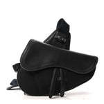 X Sacai Grained Calfskin Technical Fabric Mens Saddle Bag Black