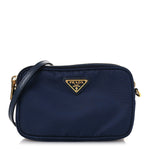 Tessuto Nylon Saffiano Mini Camera Crossbody Royal