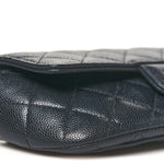 Caviar Quilted Glasses Case With Chain Black