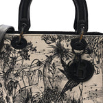 Calfskin Toile de Jouy Carnivora Medium Lady Dior White Black