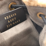 Shearling Vitello Dolce F is Fendi Macro FF 1974 Mini Mon Tresor Bucket Bag Tobacco Black
