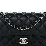 Lambskin Quilted Small Double Flap Black