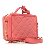 Caviar Quilted Small CC Filigree Vanity Case Pink