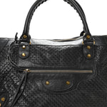 Agneau Laser Cut Cross Classic Gold Hardware Work Grey