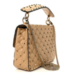 Nappa Medium Rockstud Spike Shoulder Bag Soft Noisette