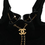 Suede Quilted Medium Chanel 25 Handbag Black