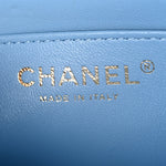 Lambskin Quilted Mini Rectangular Flap Light Blue