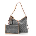 Monogram Denim CarryAll MM Washed Grey