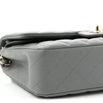 Caviar Quilted Medium Double Flap Grey