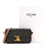 Canvas Calfskin Triomphe Shoulder Bag Tan