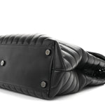 Calfskin Y Quilted Monogram Monochrome Large Loulou Chain Satchel Black