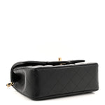 Lambskin Quilted Mini Top Handle Rectangular Flap Black