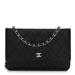 Caviar Quilted Wallet on Chain WOC Black