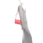 Iridescent Caviar Quilted Mini Flap With Thick Strap Pink Beige