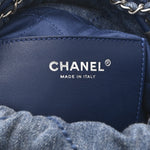 Washed Denim Quilted Studded Mini Chanel 22 Blue