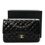 Caviar Quilted Jumbo Double Flap Black