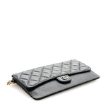 Caviar Quilted Classic Pouch With Handle Black