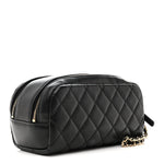 Caviar Quilted Toiletry Case With Chain Black