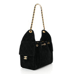 Suede Quilted Small Chanel 25 Handbag Black