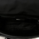 Re-Nylon Saffiano Pocket Double Snap Buckle Shoulder Bag Black