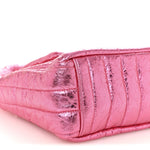 Metallized Crushed Calfskin Quilted Small Monaco Shoulder Bag Pink