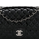 Patent Quilted Secret Label Medium Flap Black