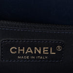 Lambskin Quilted Elegant CC Shopping Tote Navy Black