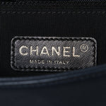Calfskin Quilted Medium Graphic Flap Blue Black