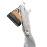 Suede Calfskin Shiny Lambskin Quilted Small Coco Base Shopping Bag Beige Black