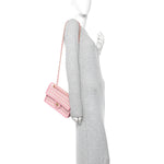 Metallic Lambskin Viscose Woven Flap Pink Gold
