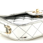Mirror Calfskin Metallic Calfskin Quilted Hollywood Boulevard Mini Flap With Star Coin Purse Silver