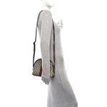 GG Supreme Monogram Textured Dollar Calfskin Web Small Ophidia Dome Shoulder Bag Beige Ebony New Acero
