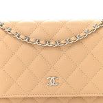 Caviar Quilted Wallet on Chain WOC Beige