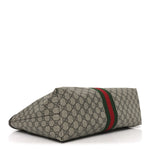GG Supreme Monogram Textured Calfskin Web Medium Ophidia Shopping Tote Beige Ebony New Acero